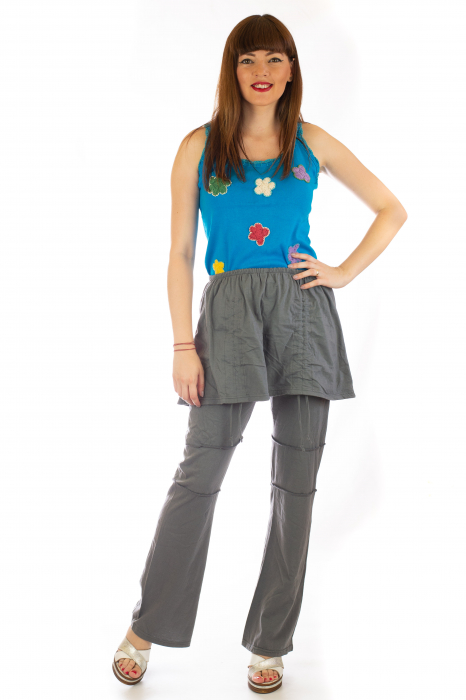 Pantaloni din bumbac cu fusta - Gri [2]