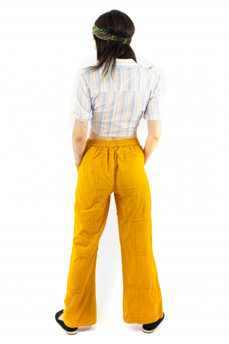 Pantaloni din bumbac cu inchidere prin fermoar - Khaki [3]