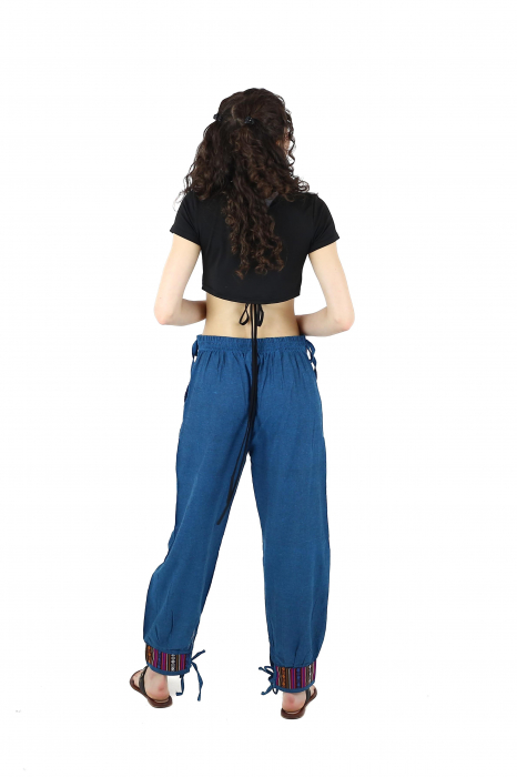 Pantaloni din bumbac cu motive etno - Visiniu [4]