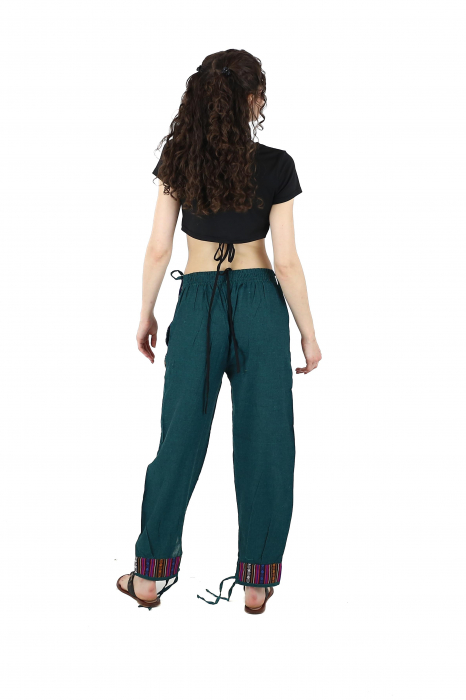 Pantaloni din bumbac cu motive etno - Visiniu [4]