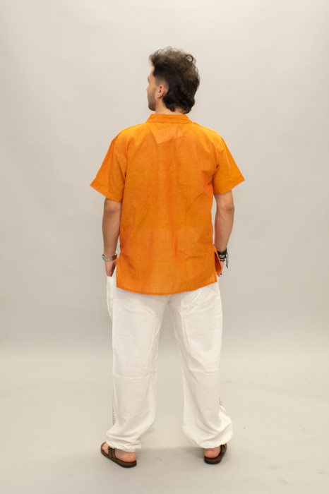 Pantaloni din bumbac cu print OM și buzunare frontale - Negru [8]
