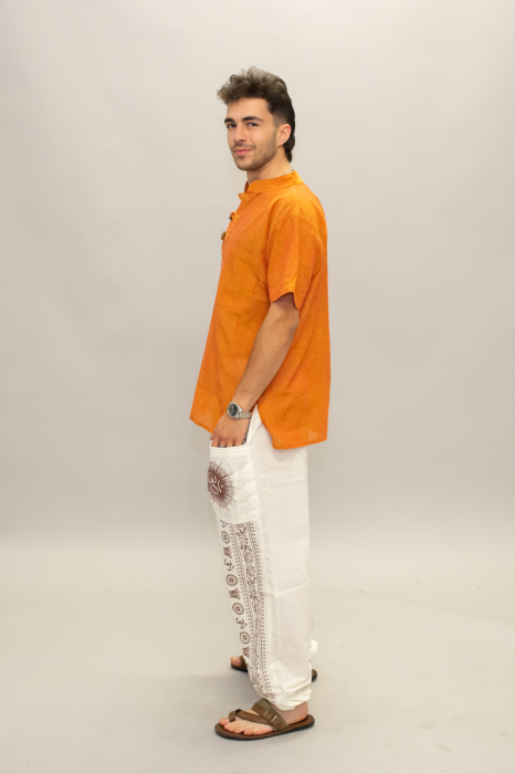 Pantaloni din bumbac cu print OM și buzunare frontale - Negru [5]