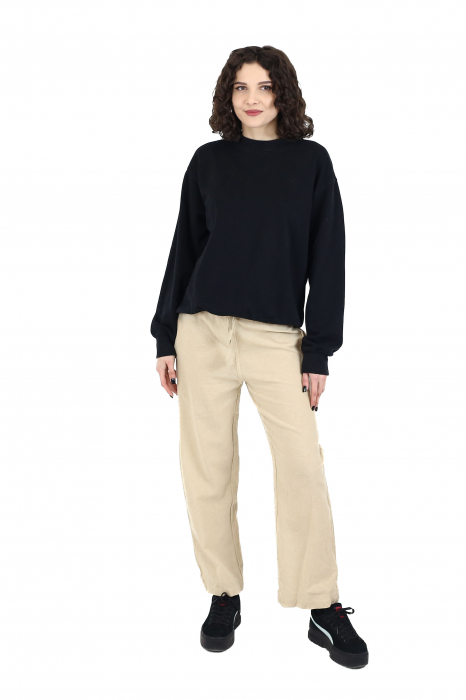 Pantaloni din bumbac drepti cu snur - Gri [2]