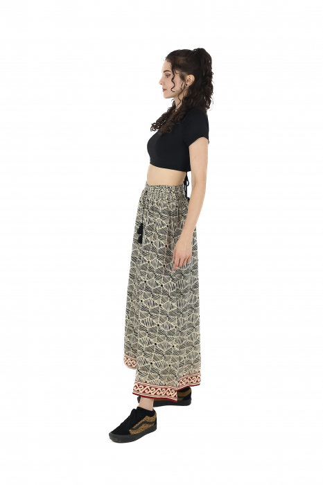 Pantaloni din bumbac evazati cu elastic si snur in talie - Model 10 [4]