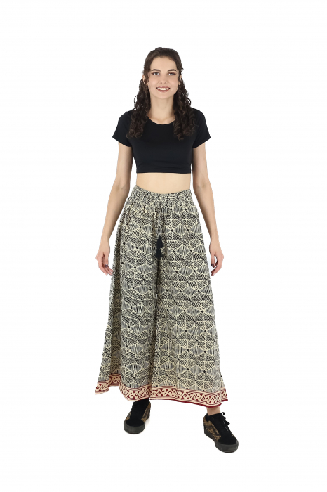 Pantaloni din bumbac evazati cu elastic si snur in talie - Model 10 [2]