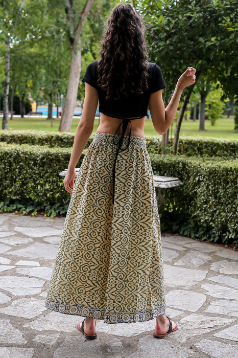 Pantaloni din bumbac evazati cu elastic si snur in talie - Model 13 [4]