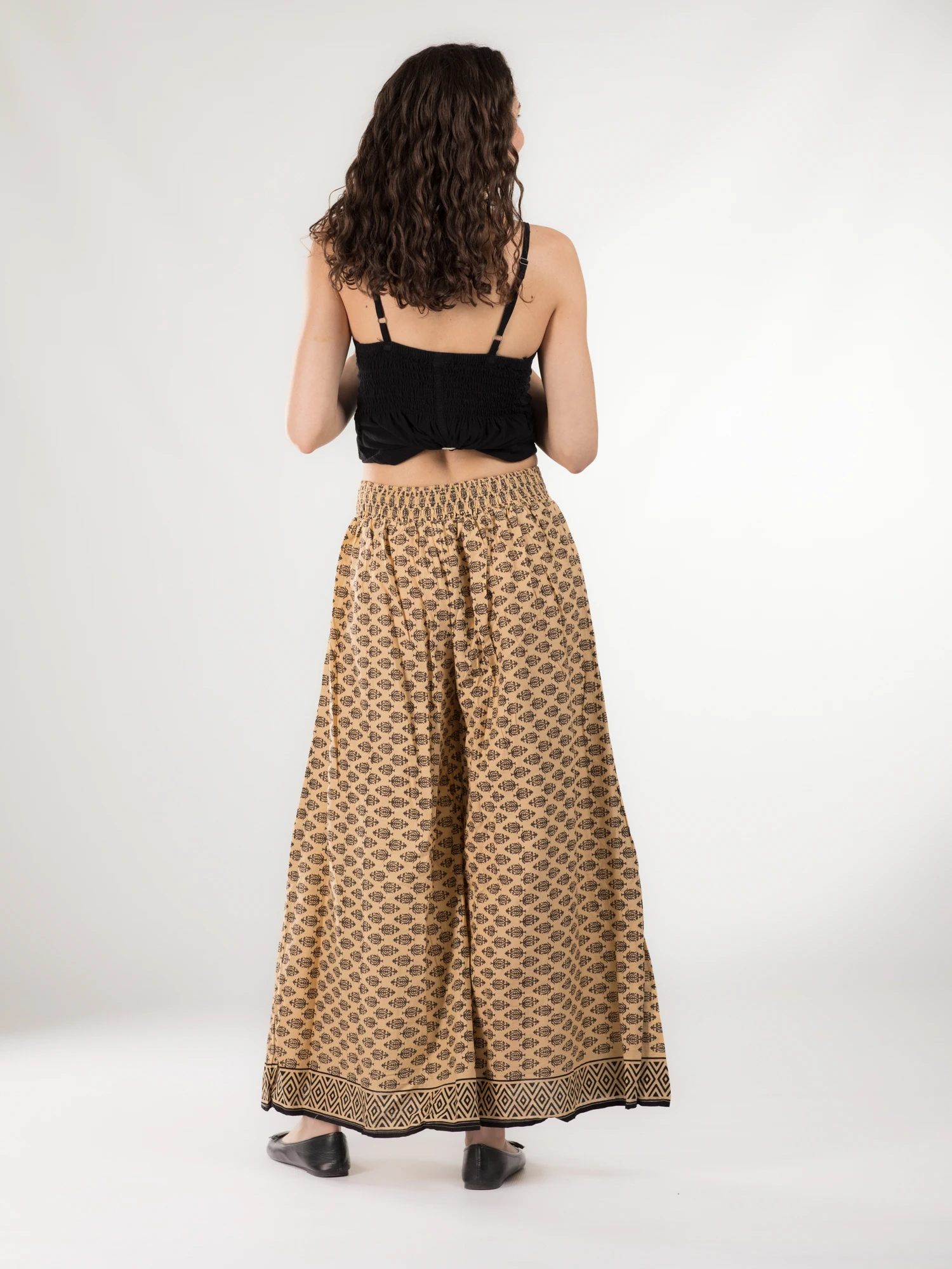 Pantaloni din bumbac evazati cu elastic si snur in talie - Model 16 [4]