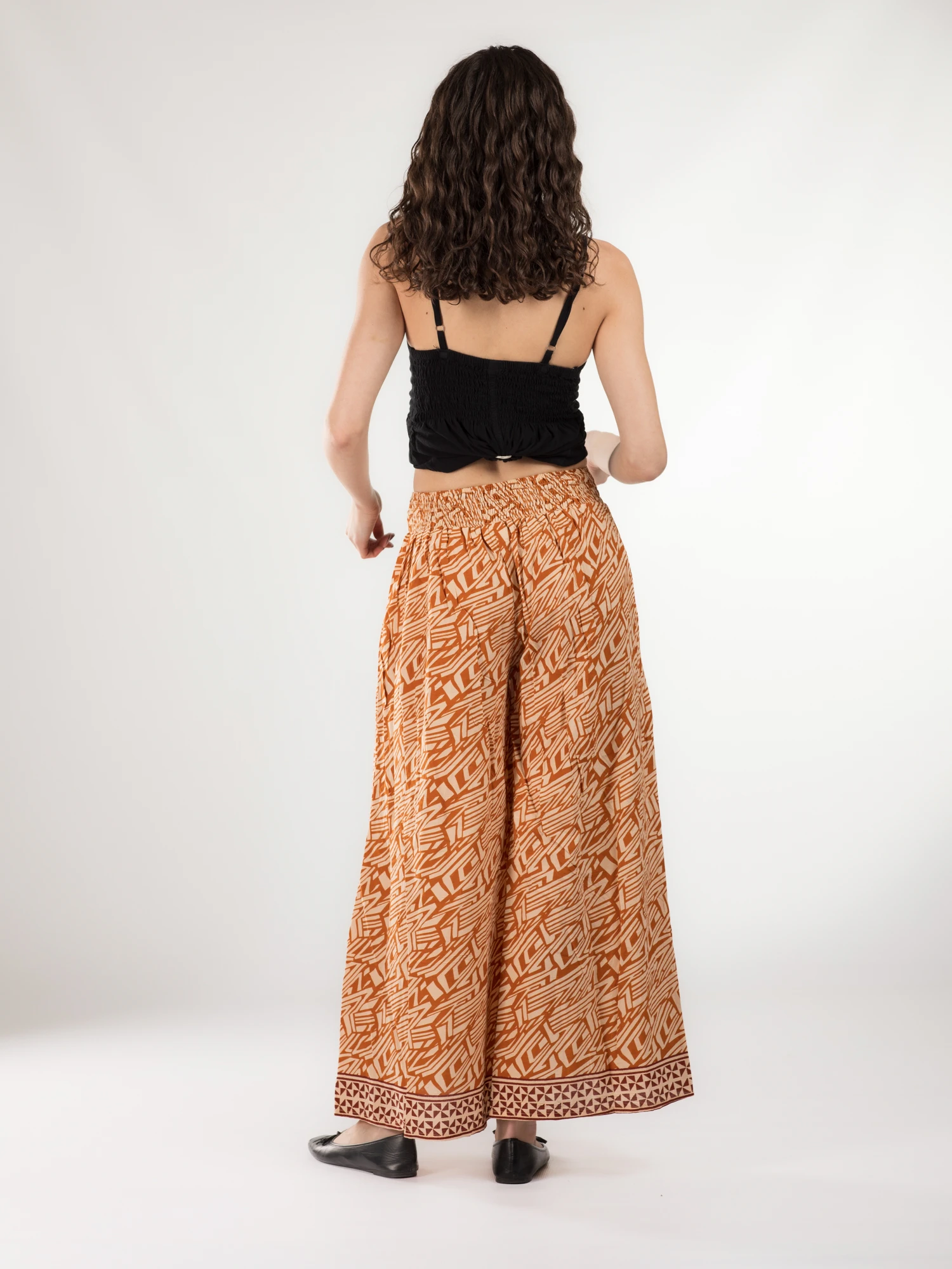 Pantaloni din bumbac evazati cu elastic si snur in talie - Model 17 [4]