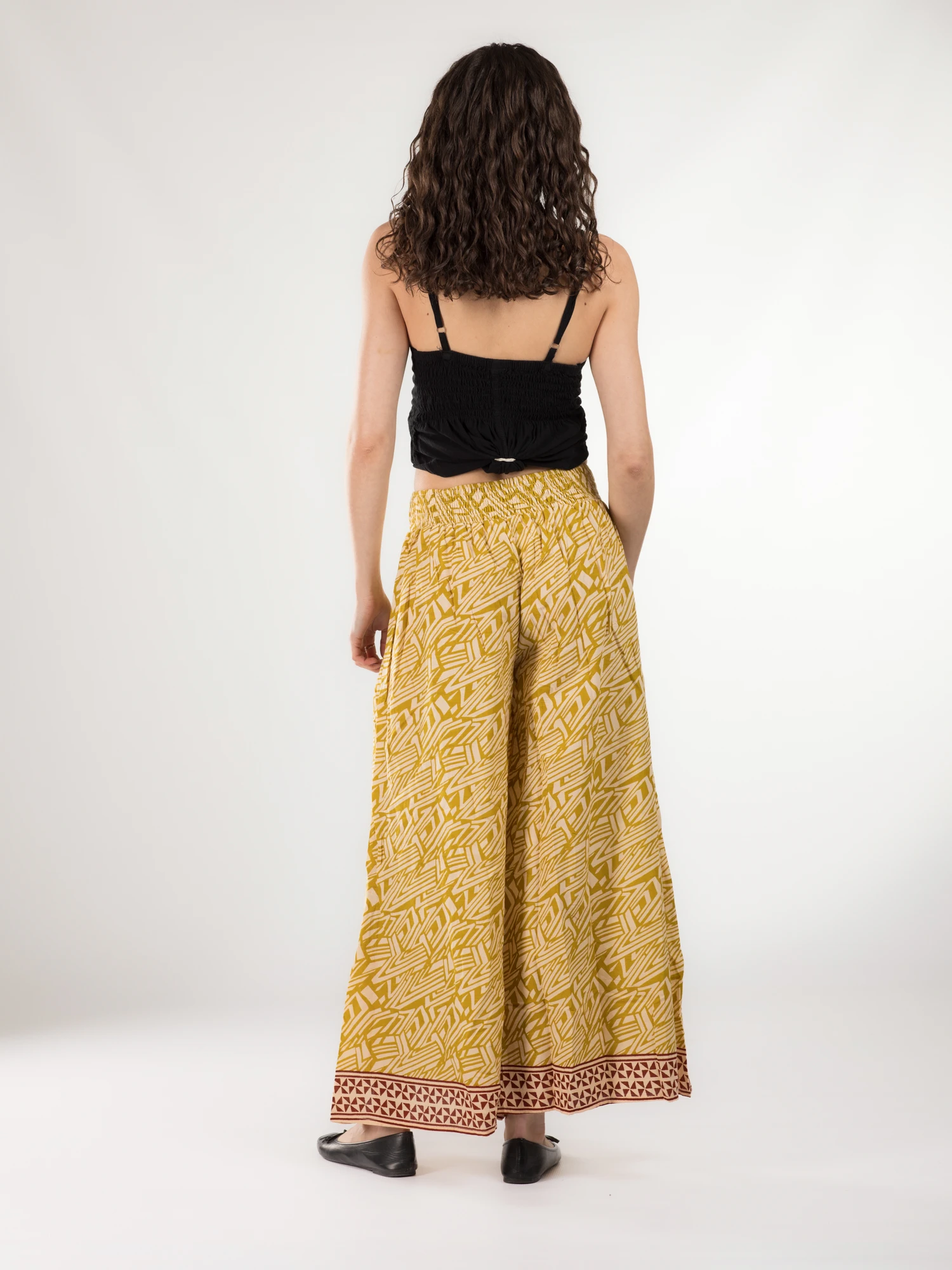 Pantaloni din bumbac evazati cu elastic si snur in talie - Model 20 [4]