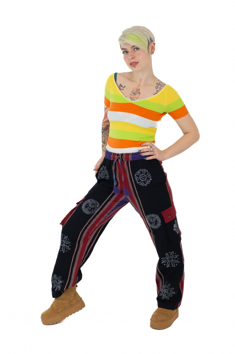Pantaloni din bumbac shyama - block printing - mov [4]