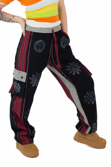 Pantaloni din bumbac shyama - block printing - negru [2]