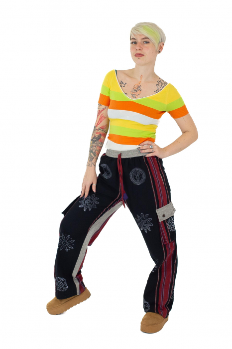 Pantaloni din bumbac shyama - block printing - negru [5]