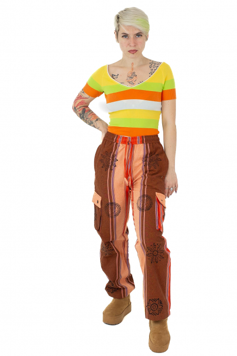 Pantaloni din bumbac shyama - block printing - somon [2]