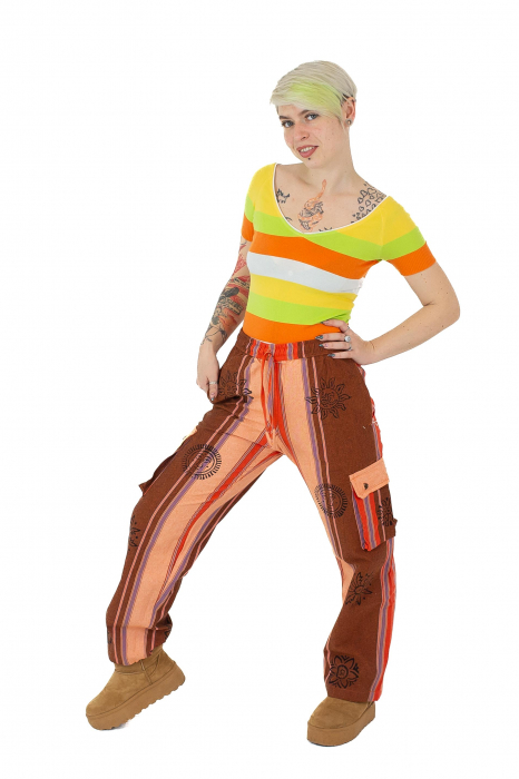 Pantaloni din bumbac shyama - block printing - somon [5]