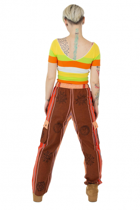 Pantaloni din bumbac shyama - block printing - somon [4]