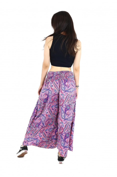 Pantaloni din material fluid petrecuti cu print floral - Model 17 [4]