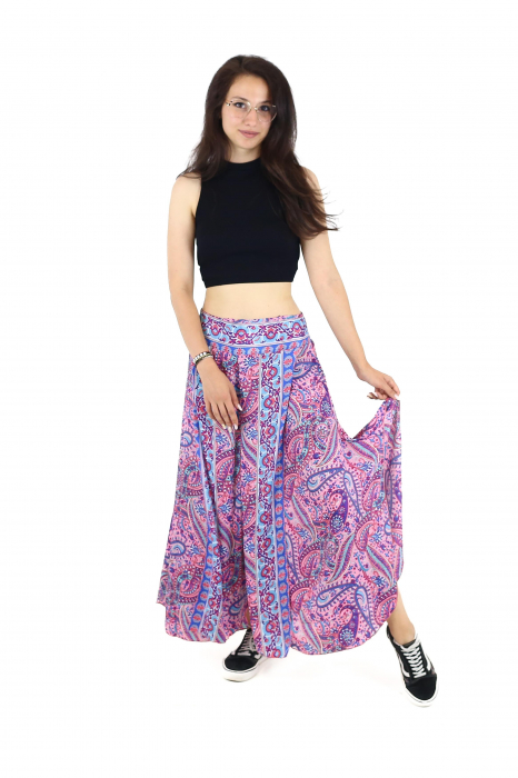 Pantaloni din material fluid petrecuti cu print floral - Model 17 [5]