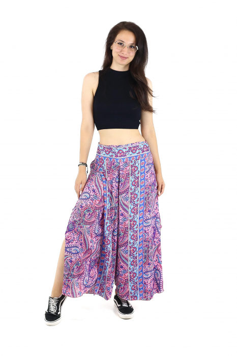 Pantaloni din material fluid petrecuti cu print floral - Model 17 [2]