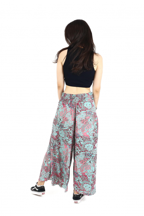 Pantaloni din material fluid petrecuti cu print floral - Model 18 [4]