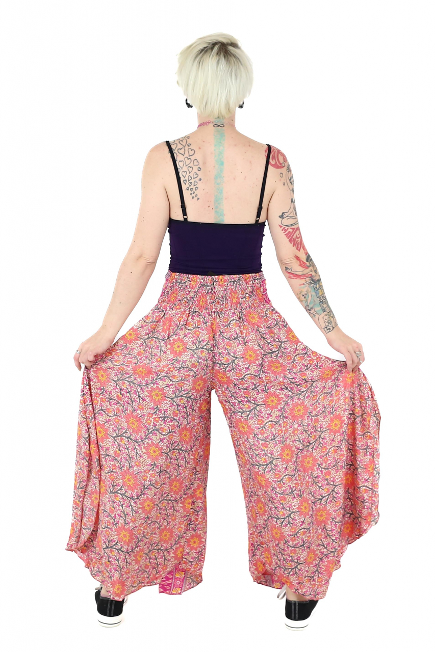 Pantaloni din material fluid petrecuti cu print floral - Model 13 [4]