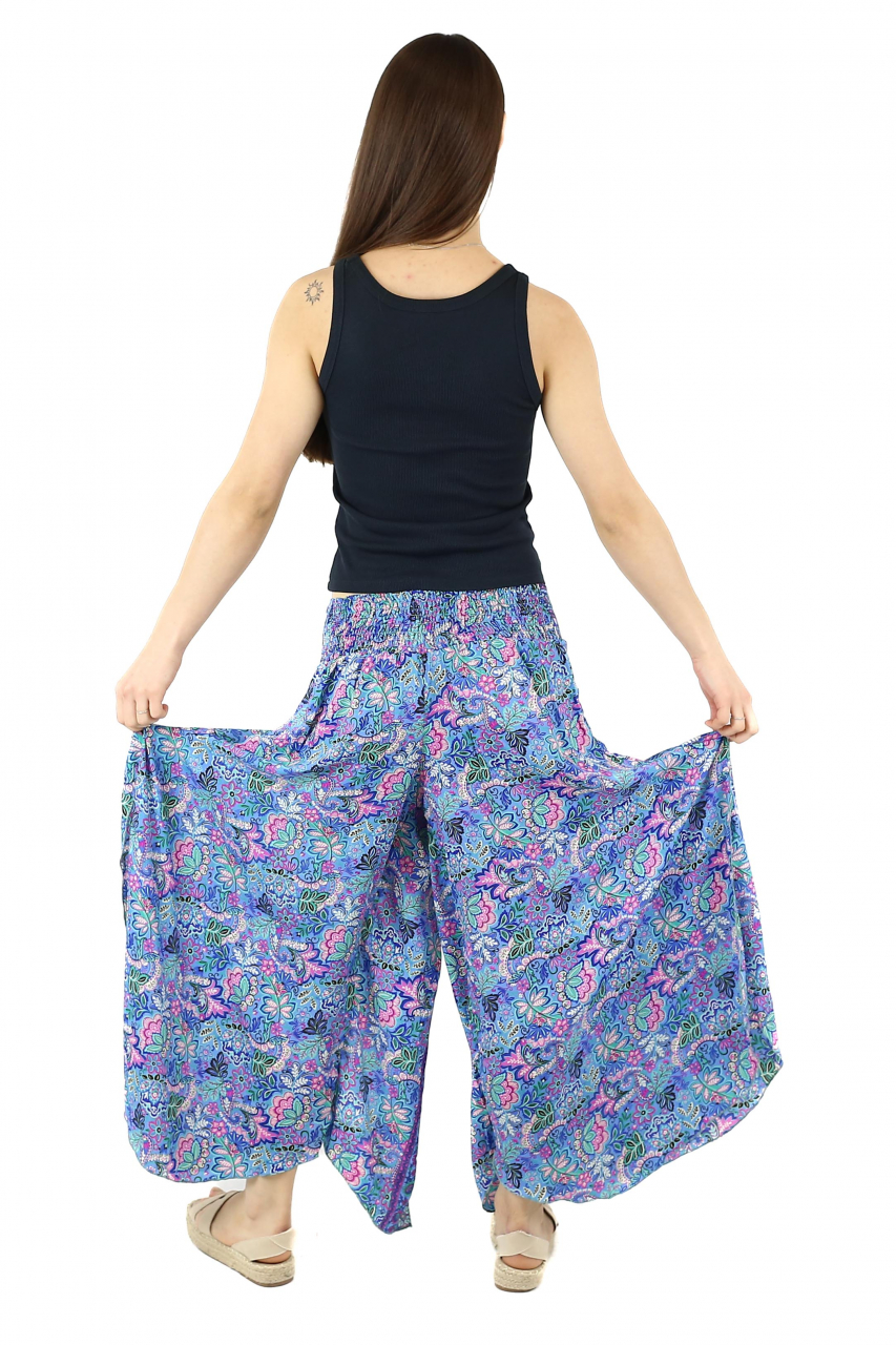 Pantaloni din material fluid petrecuti cu print floral - Model 13 [4]