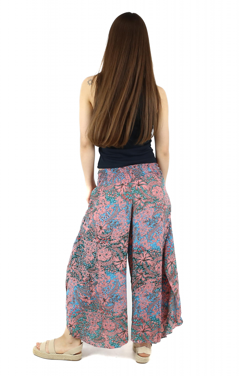 Pantaloni din material fluid petrecuti cu print floral - Model 13 [4]