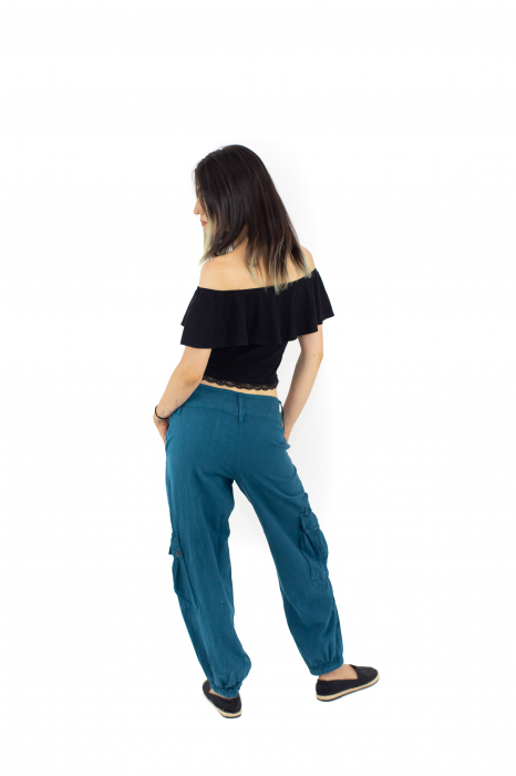 Pantaloni drepti cu nasture si fermoar cu buzunare - Khaki [3]