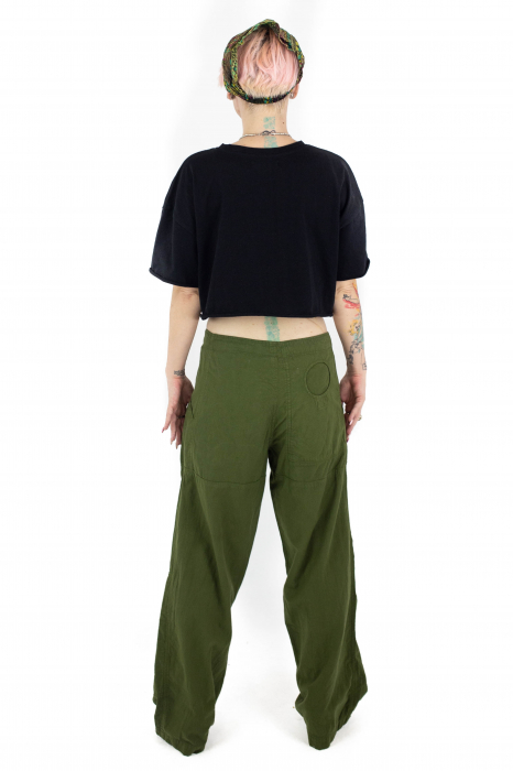 Pantaloni drepti cu nasture si fermoar cu buzunare - Khaki [4]