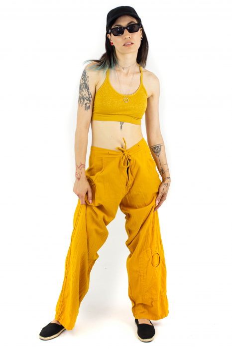 Pantaloni drepti cu nasture si fermoar cu buzunare - Khaki [2]