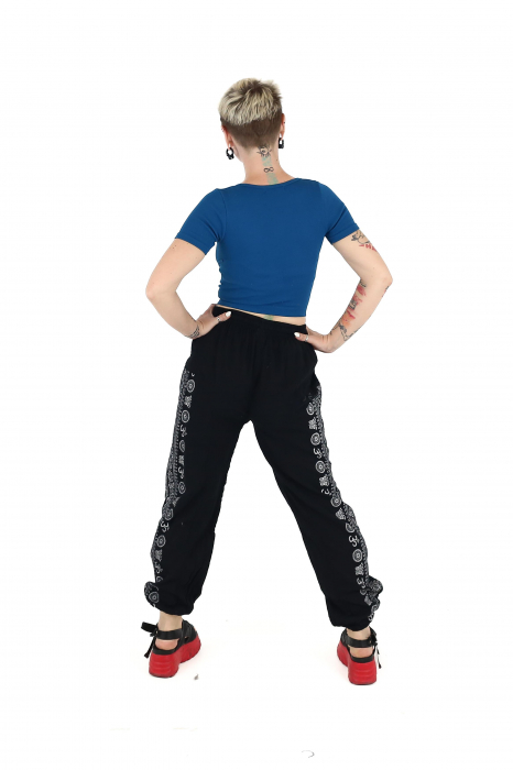 Pantaloni drepți din bumbac cu print Om - Negru [5]