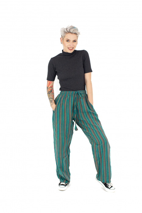 Pantaloni drepti in dungi cu buzunar la spate [2]