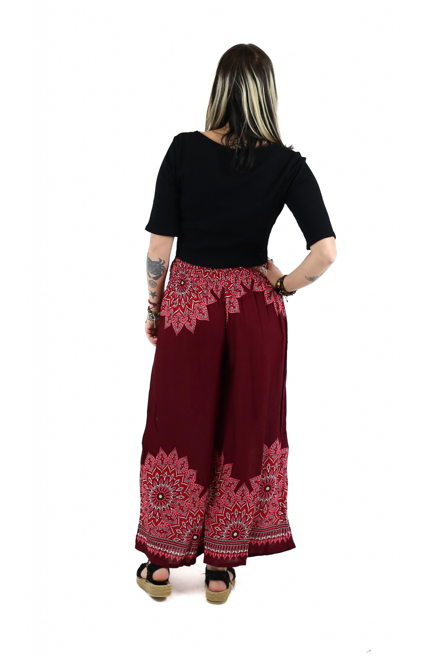 Pantaloni evazati cu banda elastica si catarama in talie - Teal [4]