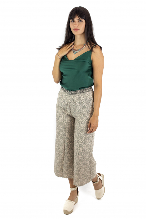 Pantaloni evazati din material fluid cu print floral - MEPA0024 [3]