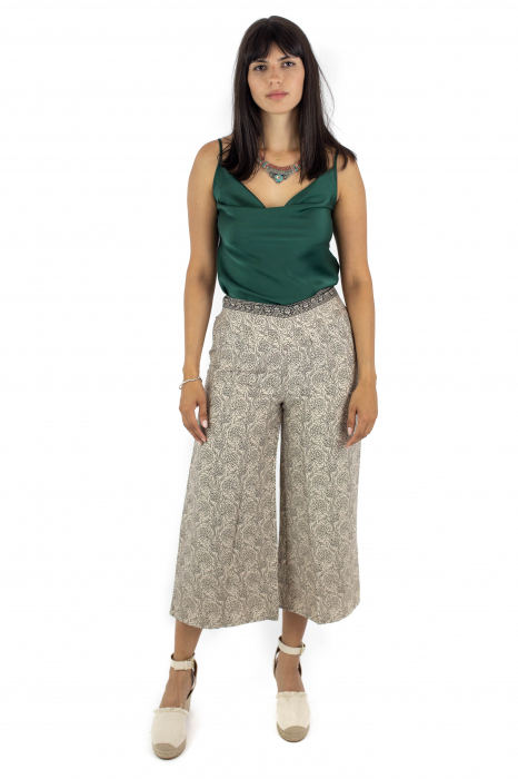 Pantaloni evazati din material fluid cu print floral - MEPA0024 [2]
