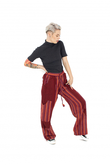 Pantaloni in dungi cu buzunare laterale [3]