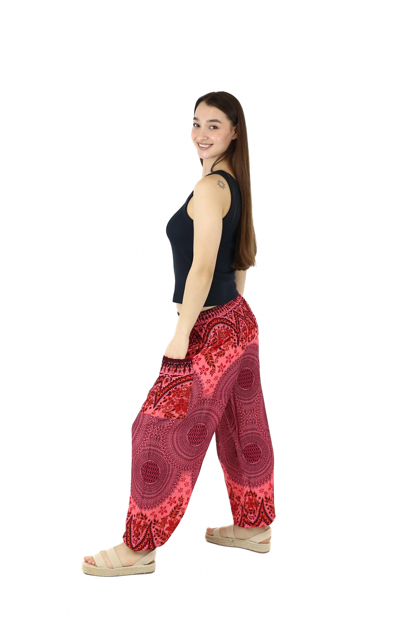 Pantaloni lejeri Jasmine cu print all over - Verde [3]