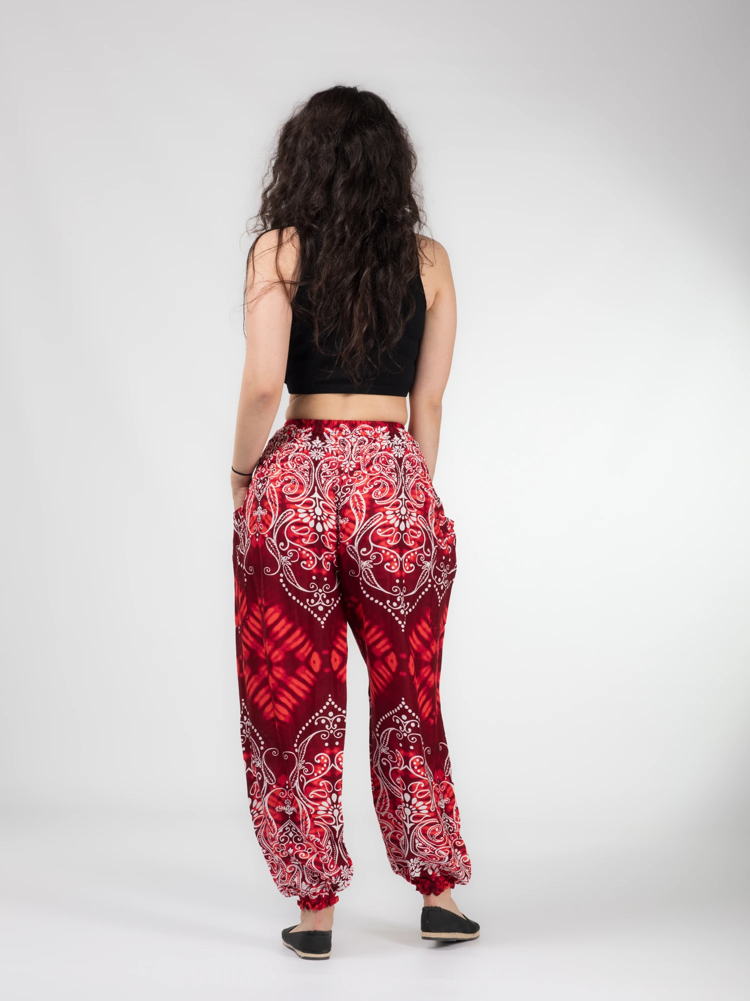 Pantaloni Jasmine cu print abstract și motive florale [5]