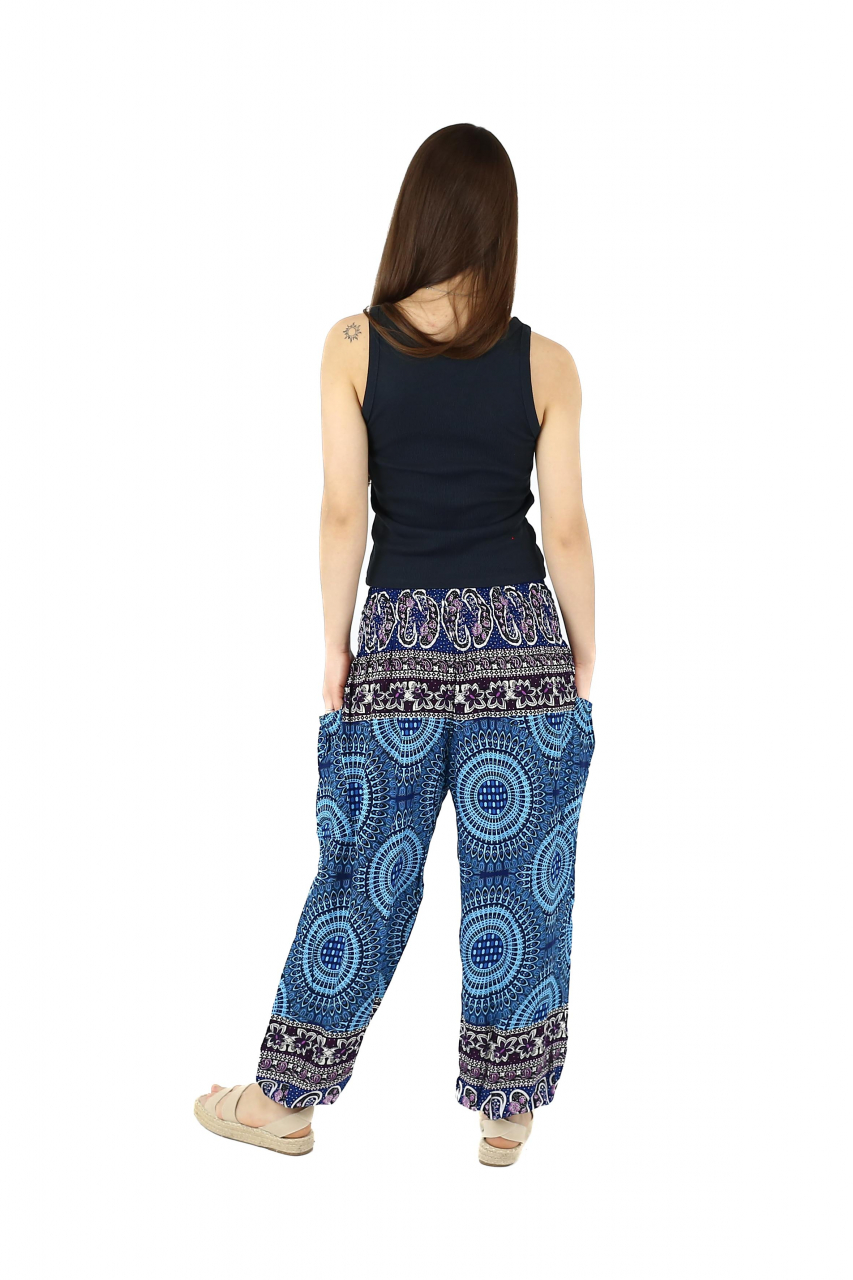 Pantaloni Jasmine cu print abstract si dungi - Multicolor [5]