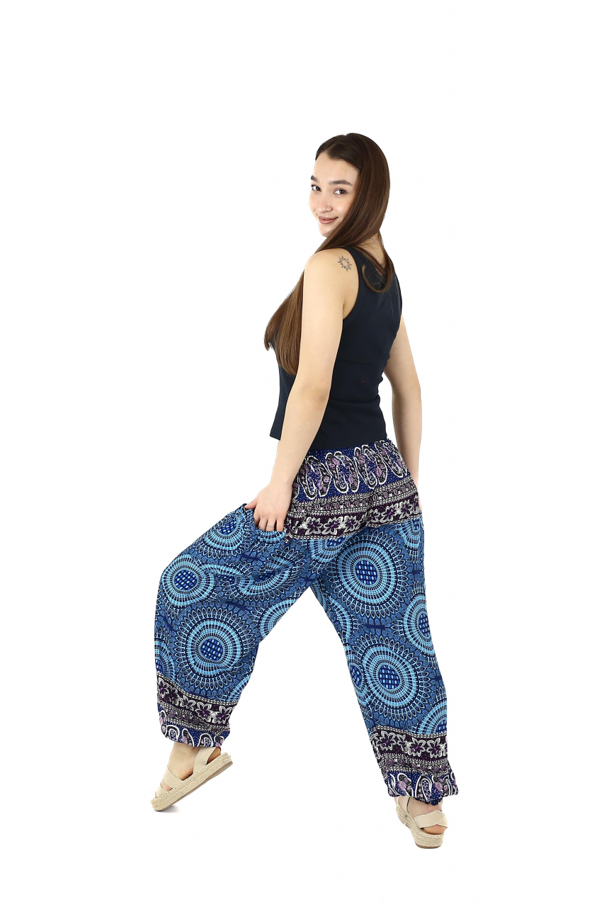 Pantaloni Jasmine cu print abstract si dungi - Multicolor [4]