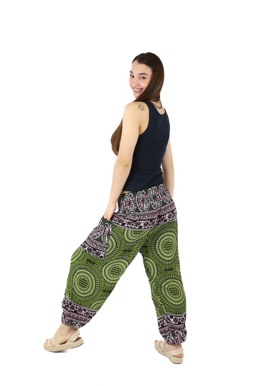 Pantaloni Jasmine cu print abstract si dungi - Multicolor [4]