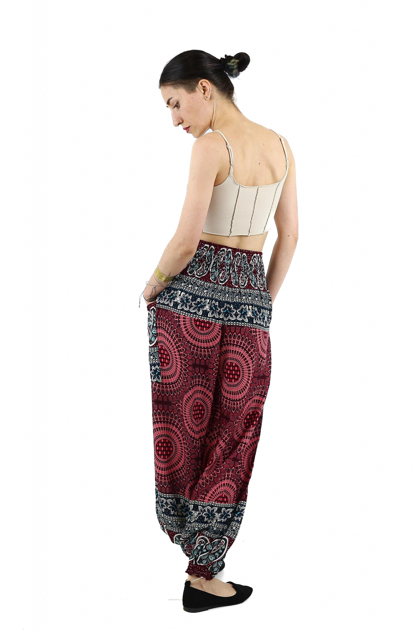 Pantaloni Jasmine cu print abstract si dungi - Multicolor [4]