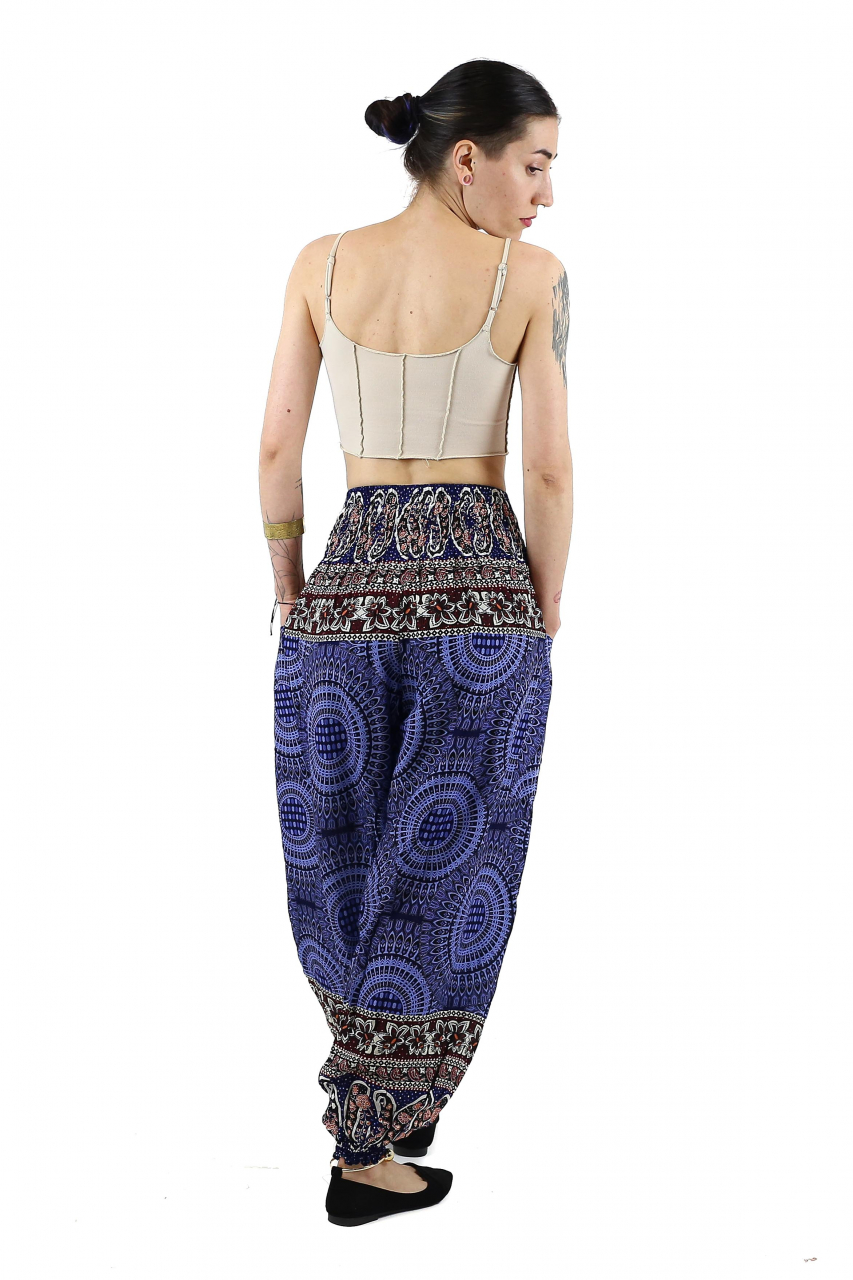 Pantaloni Jasmine cu print abstract si dungi - Multicolor [4]