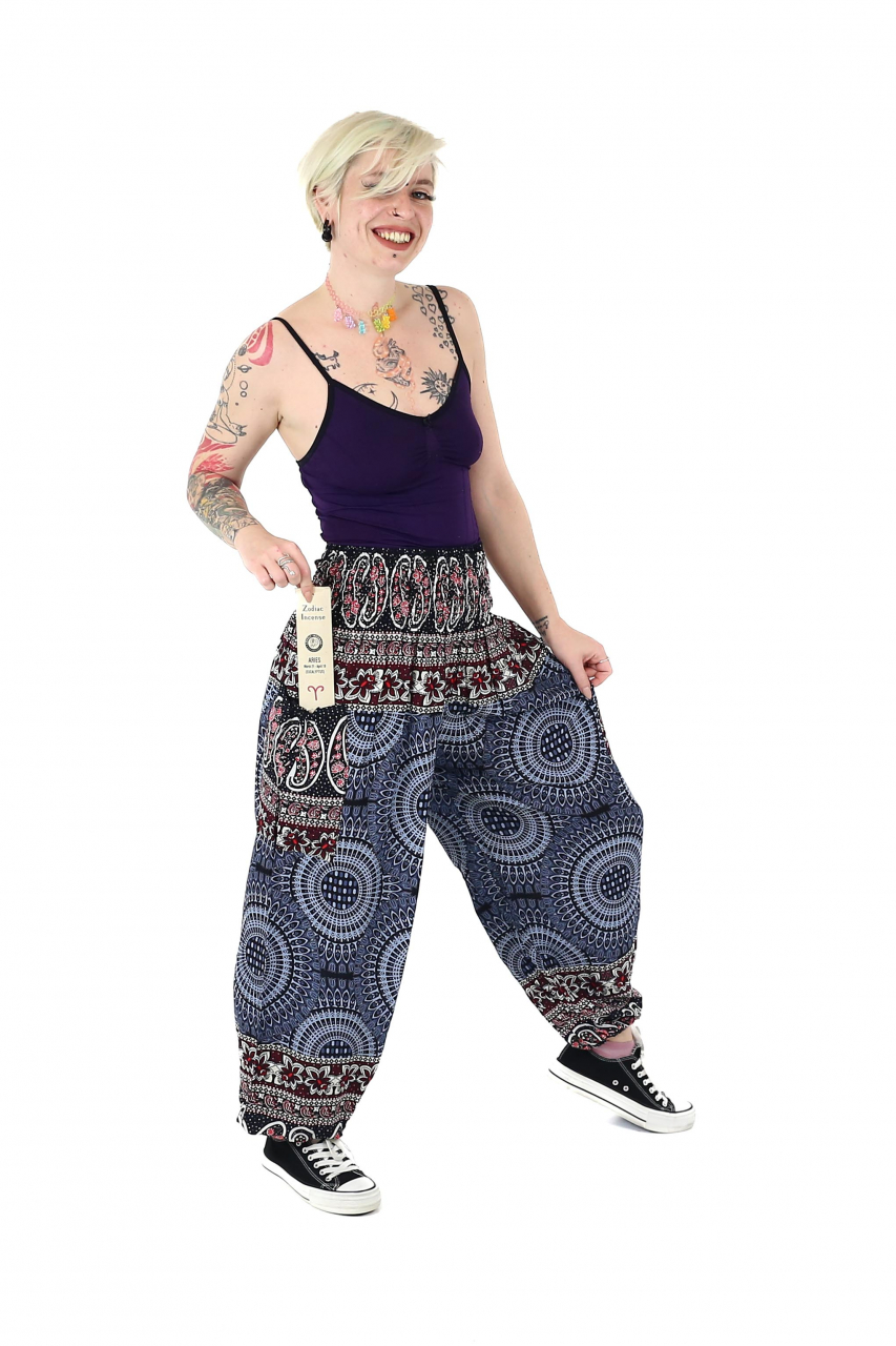 Pantaloni Jasmine cu print abstract si dungi - Multicolor [4]