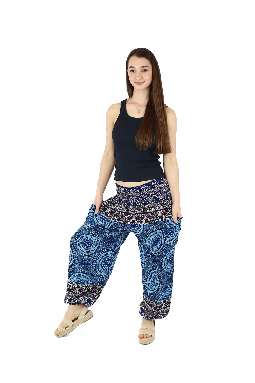 Pantaloni Jasmine cu print abstract si dungi - Multicolor [3]