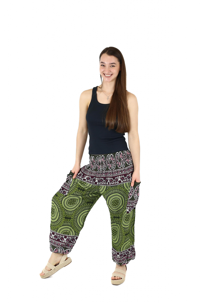 Pantaloni Jasmine cu print abstract si dungi - Multicolor [3]