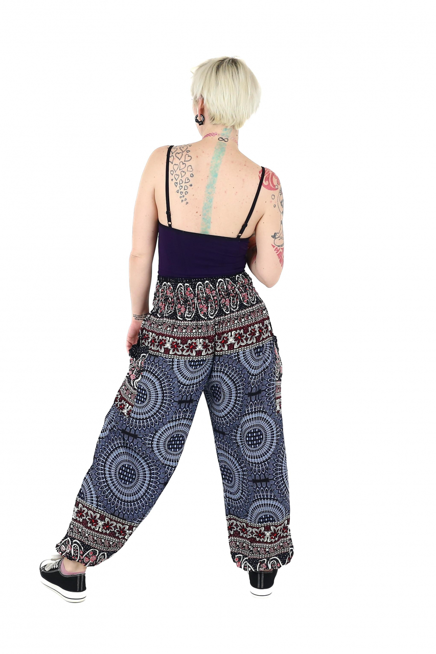 Pantaloni Jasmine cu print abstract si dungi - Multicolor [5]