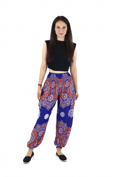Pantaloni Jasmine cu print floral multicolor - Visiniu [2]