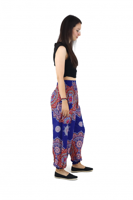 Pantaloni Jasmine cu print floral multicolor - Visiniu [3]
