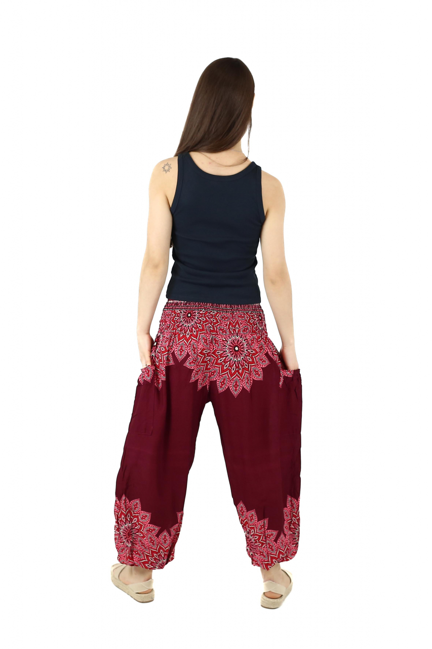 Pantaloni Jasmine cu print abstract si dungi - Multicolor [5]