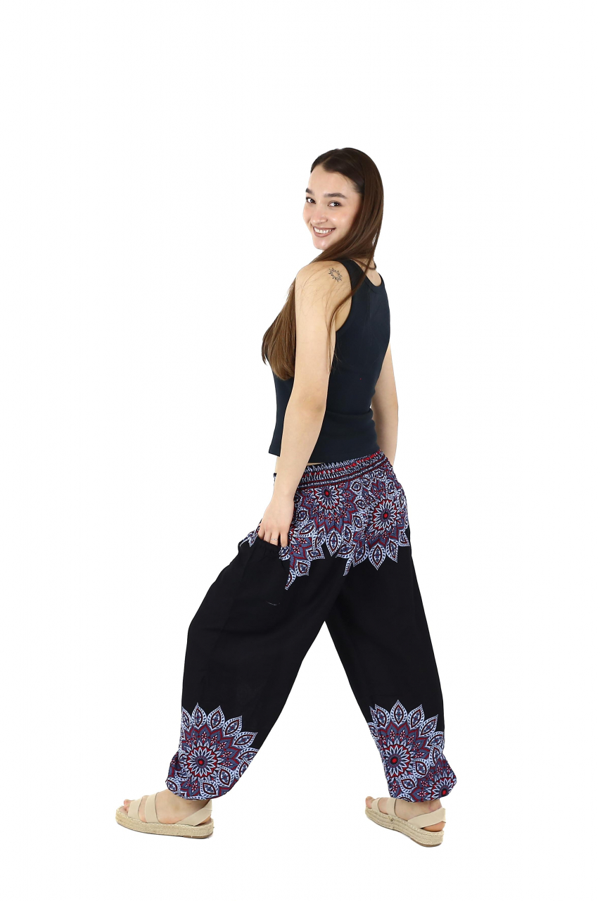 Pantaloni Jasmine cu print abstract si dungi - Multicolor [5]
